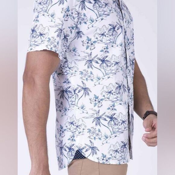 🔹️NWT Across The Pond Mint Tropical Button Short Sleeve Shirt Men's Large - Picture 13 of 14
